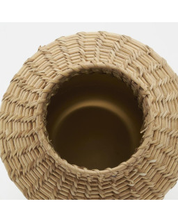 VASE H37 METAL LAQUE BLANC ROTIN