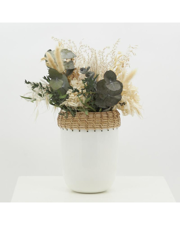 VASE H24Ø16 METAL BLC LAQUE
