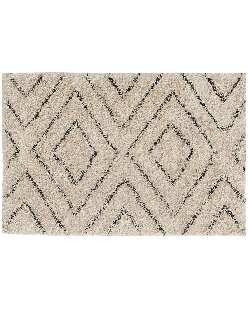 TAPIS COTON NAT+NOIR L90