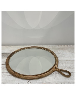 MIROIR ROTIN ROND AVEC ANNEAU