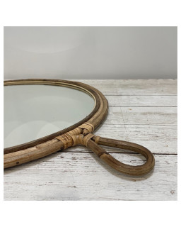 MIROIR ROTIN ROND AVEC ANNEAU