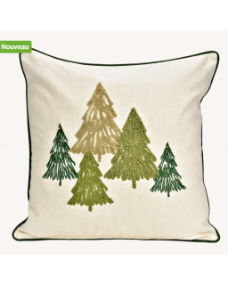 TAIE OREILLER SAPIN BRODEE