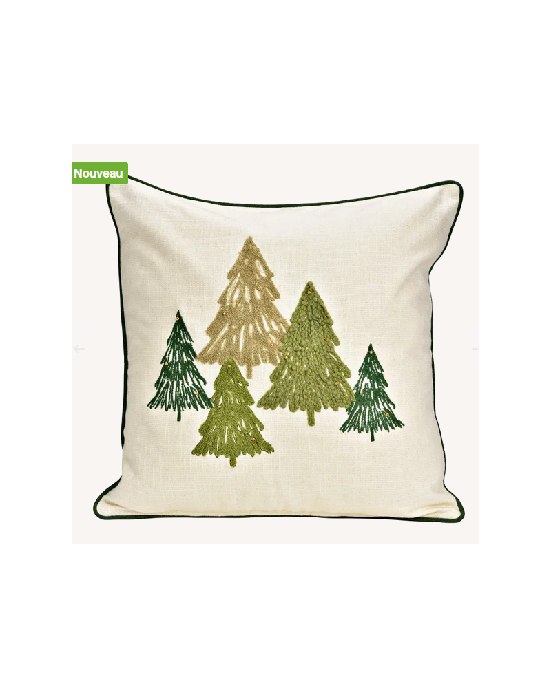 TAIE OREILLER SAPIN BRODEE