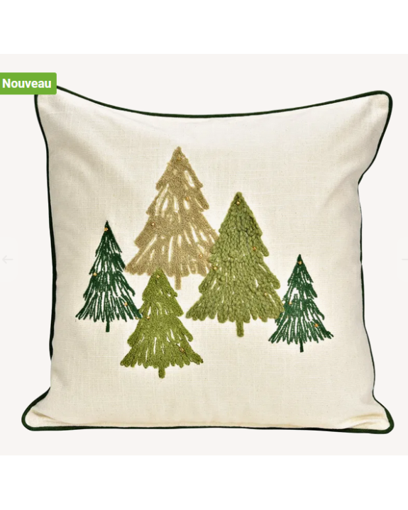 TAIE OREILLER SAPIN BRODEE