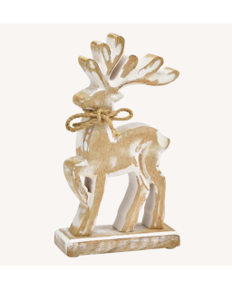CERF EN BOIS BLANCHI H22CM