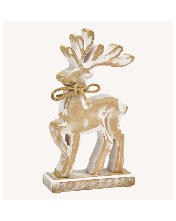 CERF EN BOIS BLANCHI H22CM