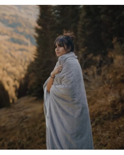 PLAID COZY BICOLORE GIVRE GRIS