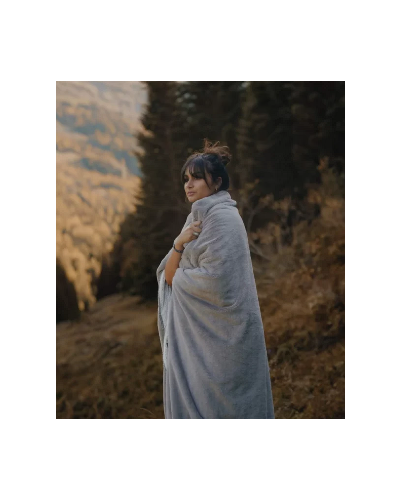 PLAID COZY BICOLORE GIVRE GRIS