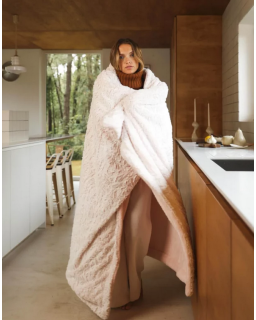 PLAID COCOONING BOUTON DE ROSE