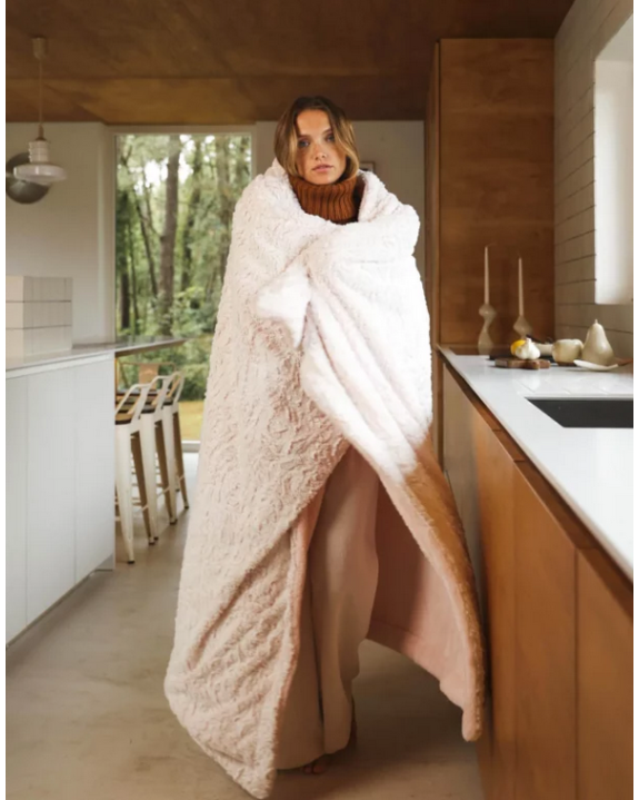 PLAID COCOONING BOUTON DE ROSE