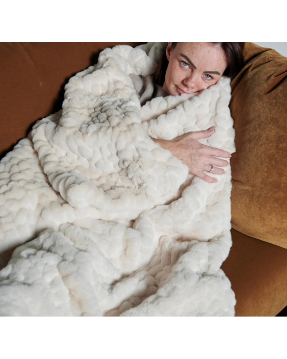 PLAID FAUSSE FOURRURE GALET